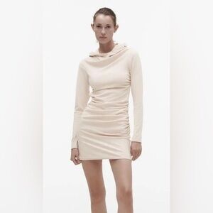 Zara NWT hooded dress open back long sleeve size small